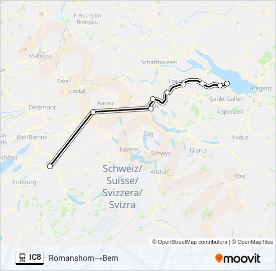 IC8 train Line Map