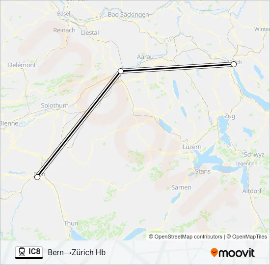 IC8 Train Line Map