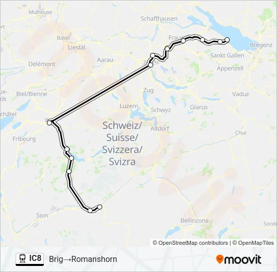 IC8 Train Line Map