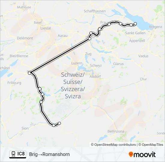 IC8 Train Line Map