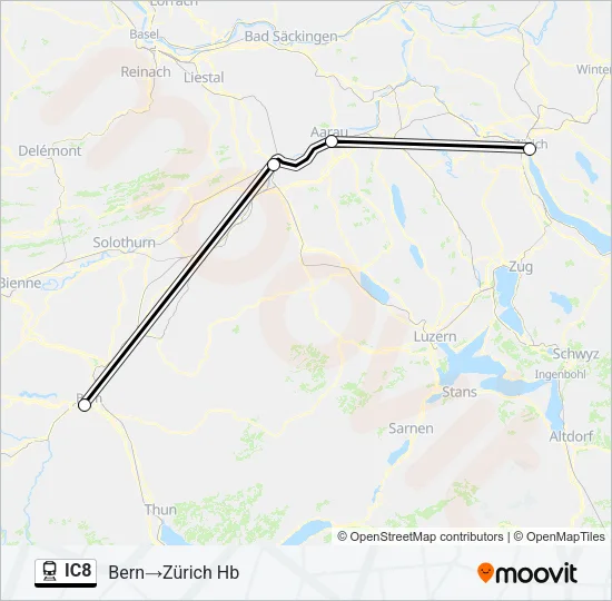IC8 Train Line Map