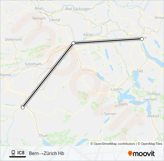 IC8 Train Line Map