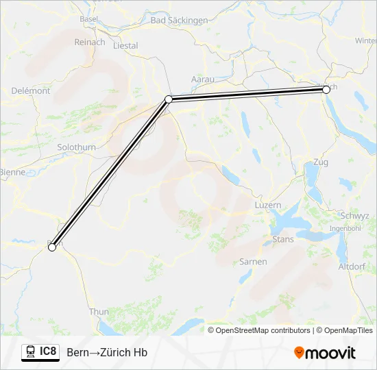 IC8 Train Line Map
