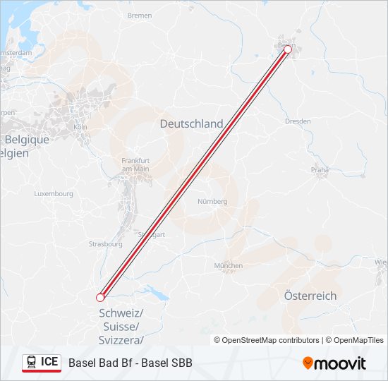 Bahnlinie ICE Karte