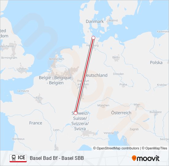 Plan de la ligne ICE de train