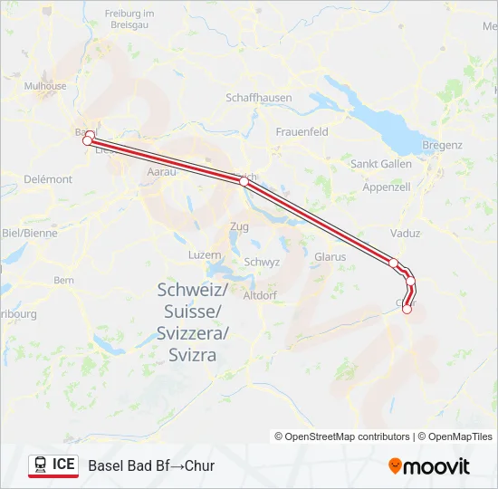 ICE Train Line Map