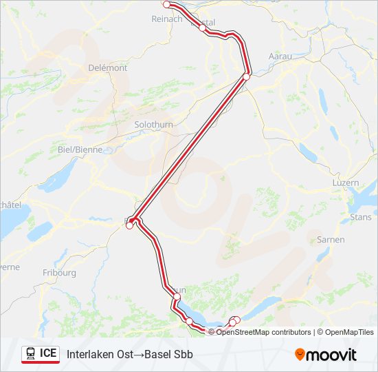 Plan de la ligne ICE de train