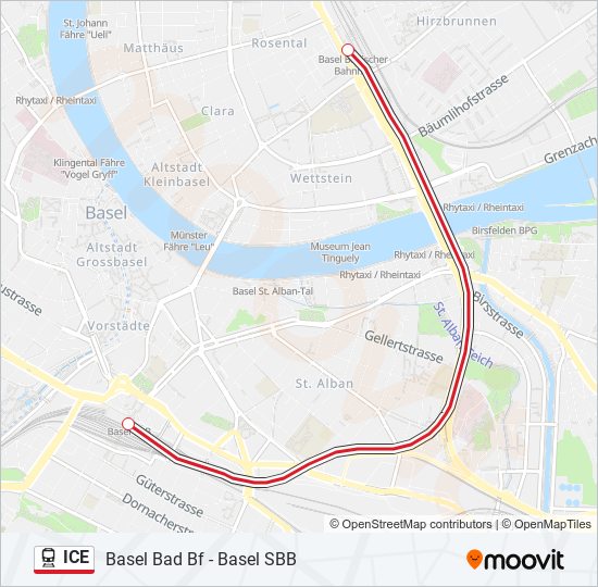 Plan de la ligne ICE de train