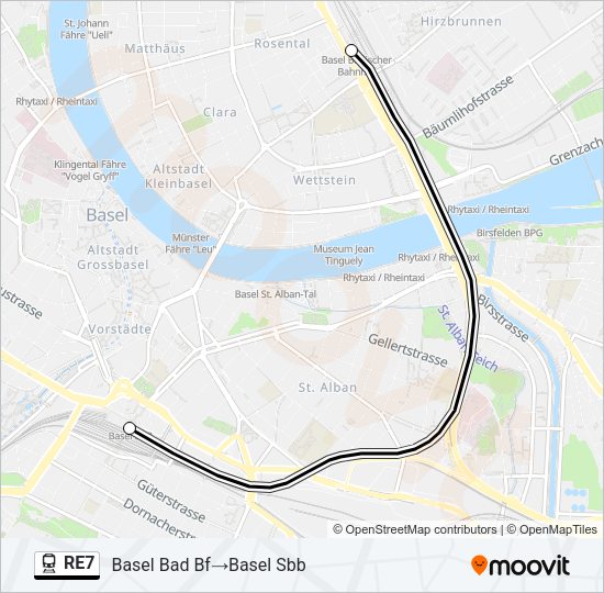 RE7 Train Line Map