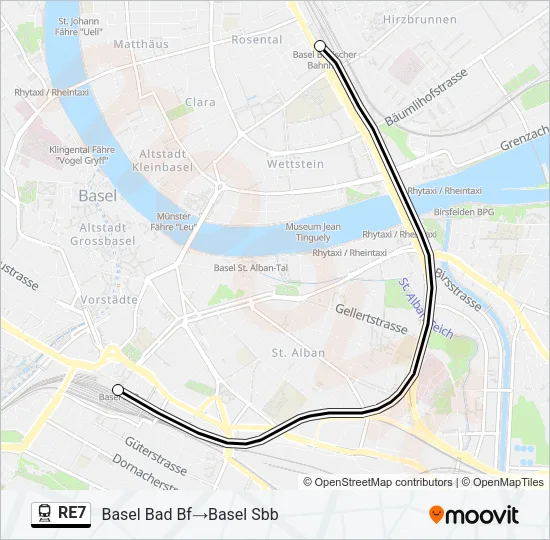 RE7 Train Line Map