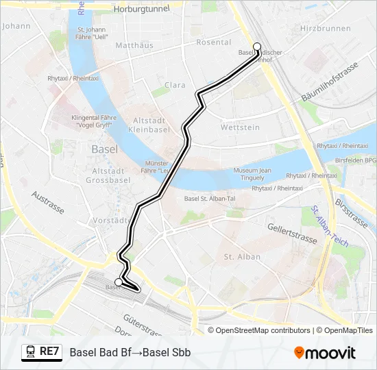 RE7 Train Line Map
