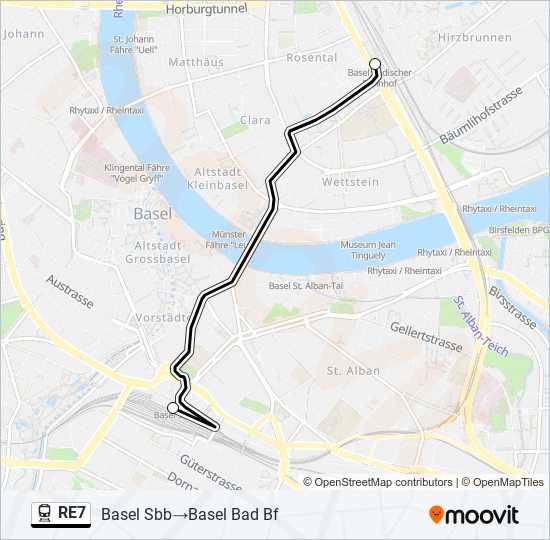 RE7 train Line Map