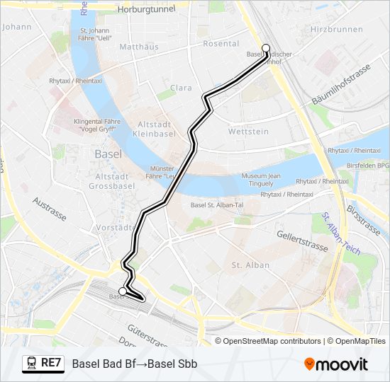 RE7 Train Line Map