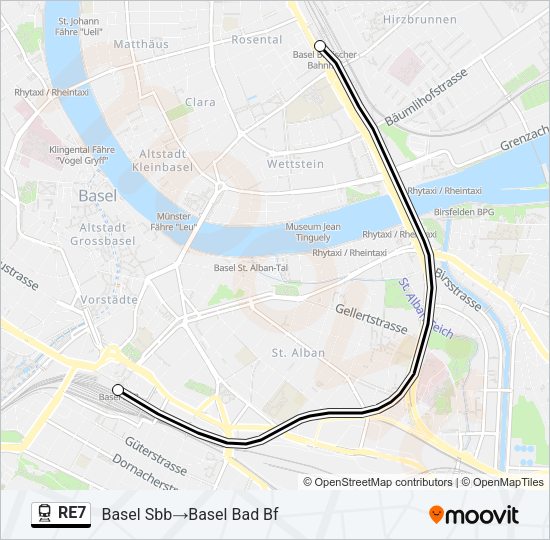 RE7 Train Line Map