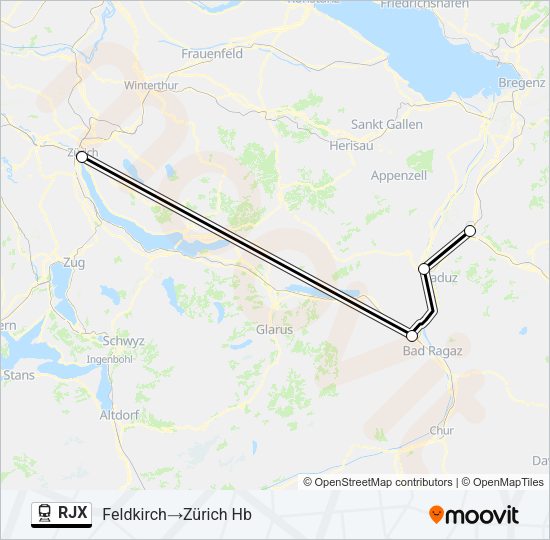RJX Train Line Map