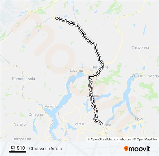 Plan de la ligne S10 de train