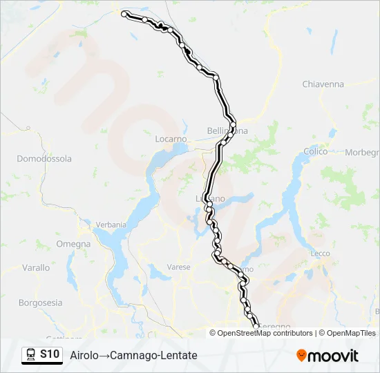 Plan de la ligne S10 de train