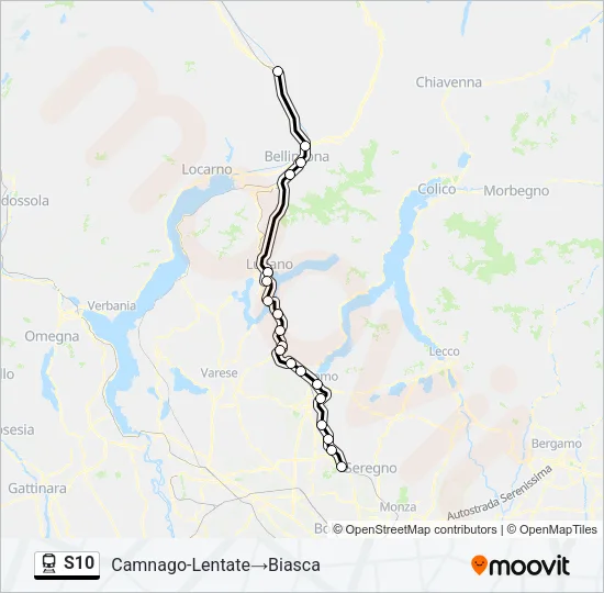 Plan de la ligne S10 de train