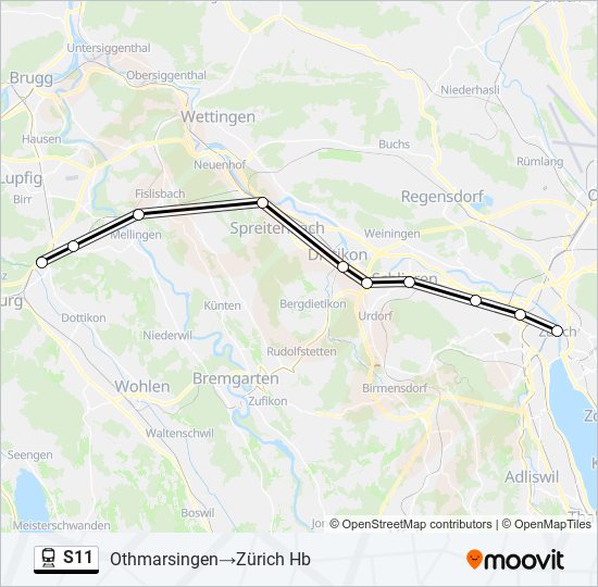 S11 train Line Map