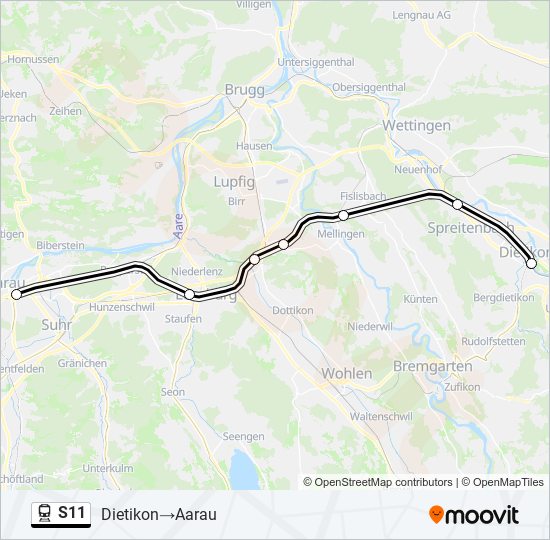 S11 train Line Map