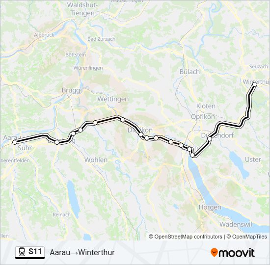 Plan de la ligne S11 de train