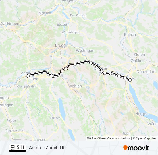 Plan de la ligne S11 de train