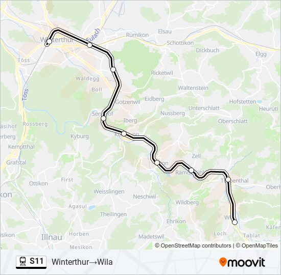 S11 train Line Map