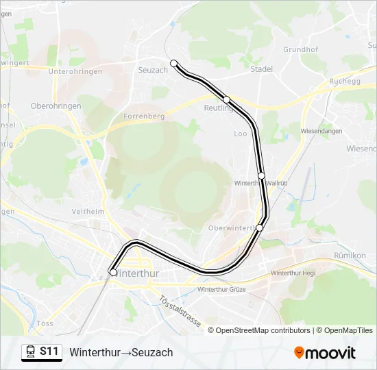 Plan de la ligne S11 de train