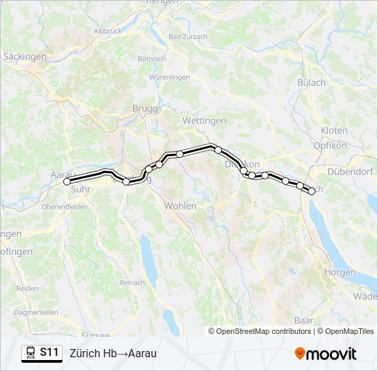 Plan de la ligne S11 de train