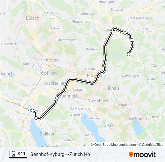 Plan de la ligne S11 de train