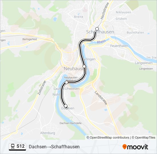 Plan de la ligne S12 de train