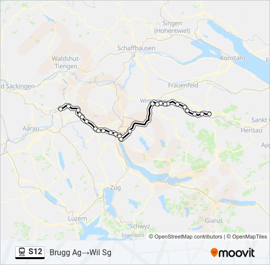 Plan de la ligne S12 de train