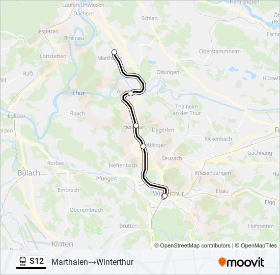 S12 train Line Map