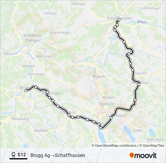 Plan de la ligne S12 de train