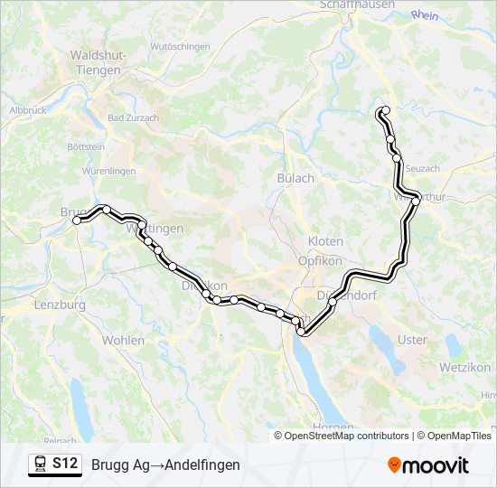 Plan de la ligne S12 de train