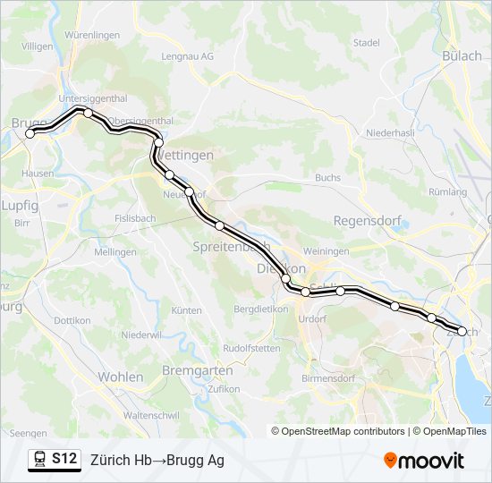 S12 train Line Map