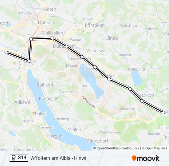 Plan de la ligne S14 de train