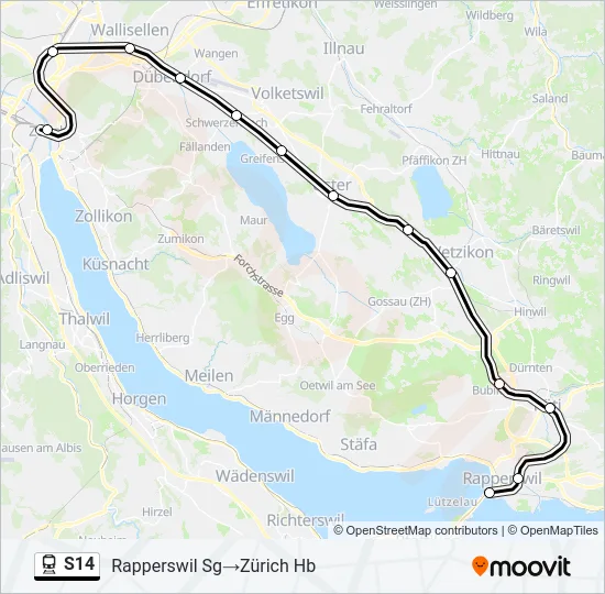 Plan de la ligne S14 de train