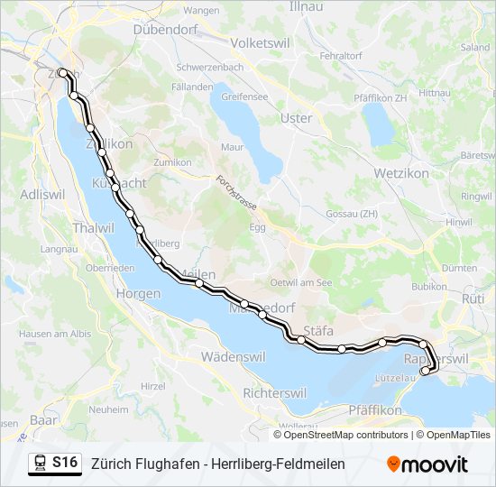 Plan de la ligne S16 de train