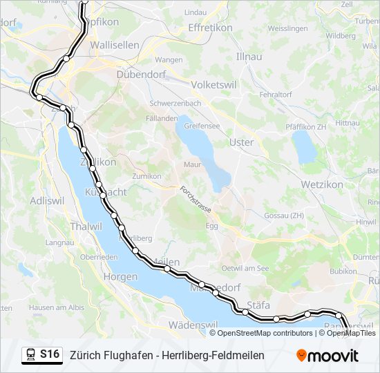 S16 train Line Map