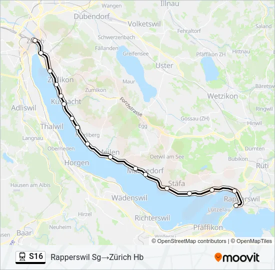 S16 Train Line Map