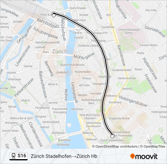 S16 Train Line Map
