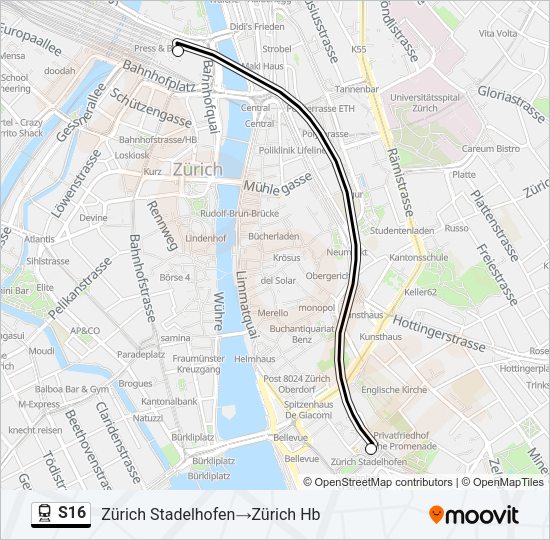 S16 Train Line Map