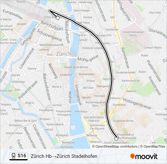 S16 Train Line Map