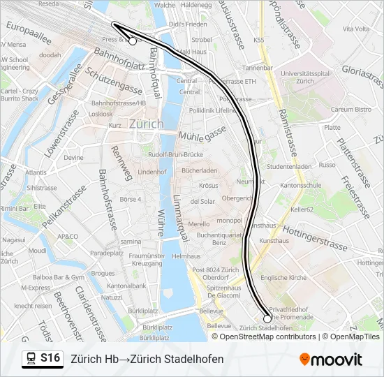 S16 Train Line Map