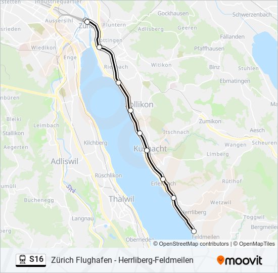 Bahnlinie S16 Karte