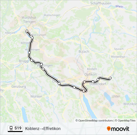 Plan de la ligne S19 de train