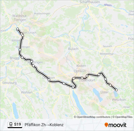 Plan de la ligne S19 de train
