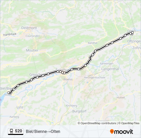 Bahnlinie S20 Karte