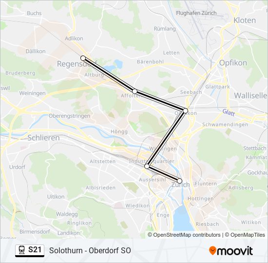 Plan de la ligne S21 de train